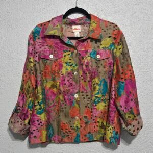 Ruby Rd Women's Button Up Top Size 18 70's Androgynous Hippie Funky Eclectic